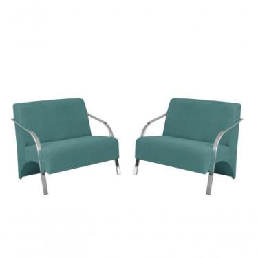 Imagem de Kit 2 Poltronas 2 Lugares Vênus Braço Alumínio Suede - D SALLA