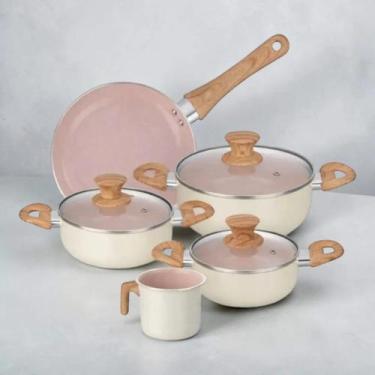 Imagem de Conjunto Panelas Jhamba Cerâmica Antiaderente 5 Pças indução