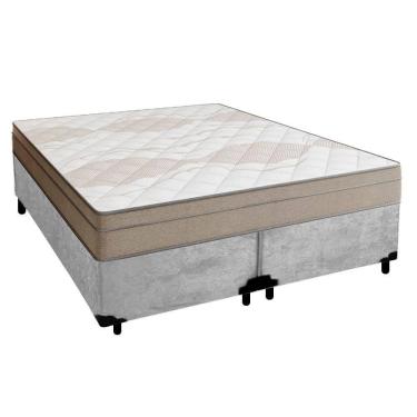 Imagem de Cama Box Casal Bipartido Suede + Colchão De Molas Ensacadas Portobel Ipanema 138x188x65...