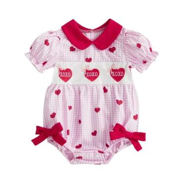 Imagem de Body Infantil Feminino Com Estampa Xadrez E Laço, Manga Curta, Roupas 