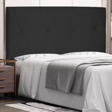 Imagem de Cabeceira Estofada Cama Box Casal King Size Aquilla 195cm Suede Preto 