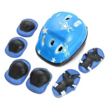Imagem de Kit Proteção Infantil com Capacete e Joelheiras para Bike, Skate e Pat