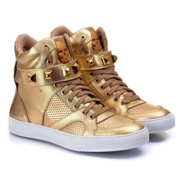 Imagem de Tênis Hardcore Cano Alto Feminino Academia Sola Reta Em Couro 10100, D