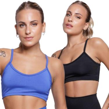 Imagem de KIT 2 Top Fitness Alça Fina Serra e Mar Modas Nadador Roupa Para Academia Treino Moda F...