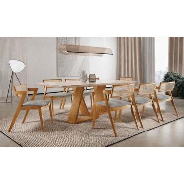 Imagem de Sala de Jantar maciça 8 cadeiras 2,00m linho-Oslo -Imperial - Imperial