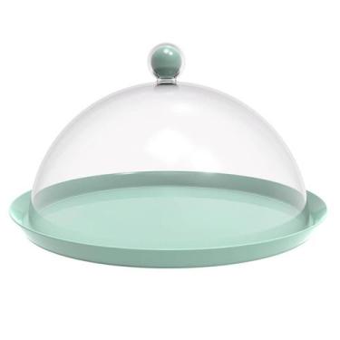 Imagem de Porta Bolo Torta 30cm Verde Menta Bubble com Cúpula Crippa Boleira Doc