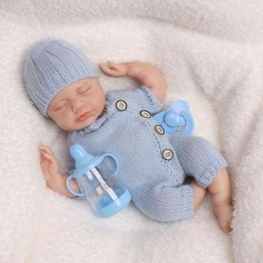 Imagem de Boneca Bebê Reborn 30cm Boneca Silicone Sólido Suave Menino com Acessó
