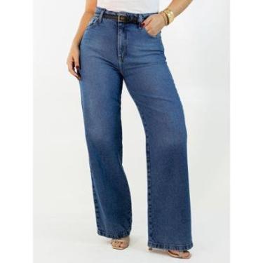 Imagem de Calça Feminina Wide Leg Clássica Jeans Cintura Alta Anticorpus-Feminino