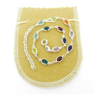 Imagem de Pulseira Feminina 16/20cm Colorida 5mm Folheada Prata PL377 - WNBIJOUT