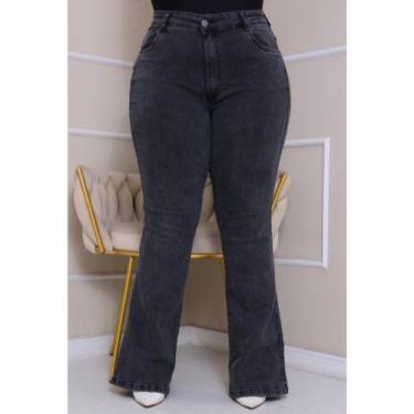 Imagem de Calça Jeans Flare Plus Size Marmorizada com bolso e com lycra - Faraya