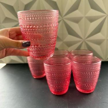 Imagem de Jogo de copo de vidro rosa com 6 peças decorado de pérola 300 ml kit c