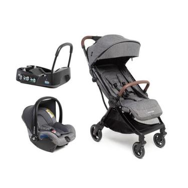 Imagem de Kit carrinho passeio + bebê conforto + base  Eva3 Trio Maxi Cosi, Cinz