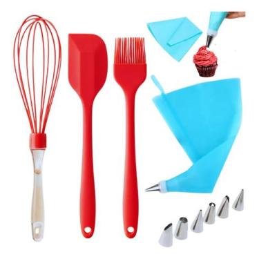 Imagem de Kit Confeiteiro Silicone Utensílios De Cozinha Espatula Pão Duro Bated