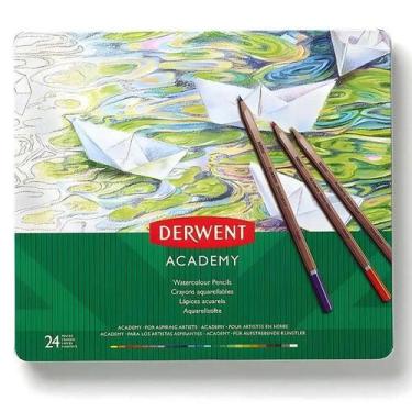 Imagem de Lápis de Cor Aquarelável Academy 24 Cores - Derwent - Tendtudo
