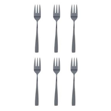 Imagem de Conjunto De 6 Garfos Para Bolo Pisa Preto Aço Inox Wolff