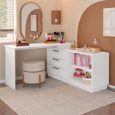 Imagem de Penteadeira com Cômoda com 3 Gavetas e 2 Nichos American Branco