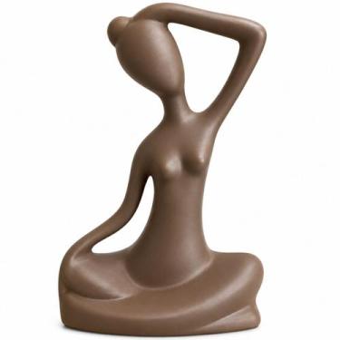 Imagem de Escultura Decorativa Feminina Cerâmica Yoga Meditação Moderna Sala Lux