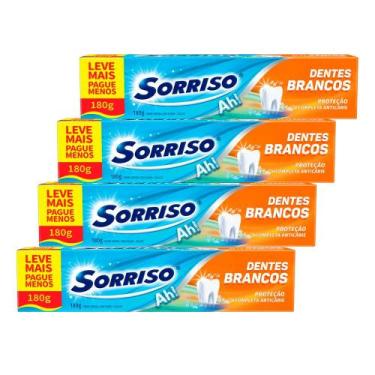 Imagem de Kit Creme Dental Sorriso Dentes Brancos 180g 4 Unidades