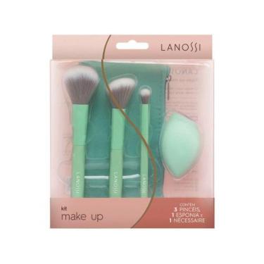 Imagem de Kit de Pincéis e Esponjas de Maquiagem Lanossi - Mint Green 5 Unidades