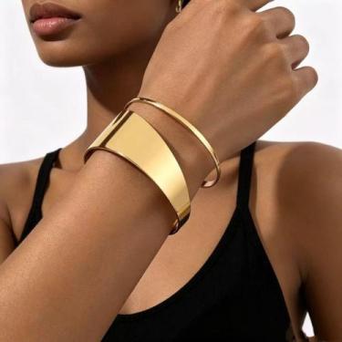 Imagem de Bracelete Feminino Bracelete Banhado em Ouro 14k Acessório Moderno Min