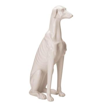 Imagem de Escultura Cachorro Cerâmica Branco 14181 Mart