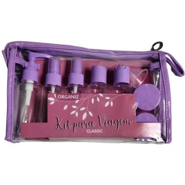 Imagem de Kit De Frascos Para Viagem 10 Peças Necessaire Organizador - FWB, Lilá