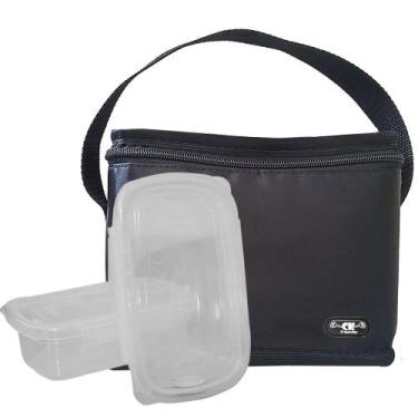 Imagem de Kit Bolsa Termica Pequena Lancheira com 2 Marmitas 500ml Conjunto Vasi