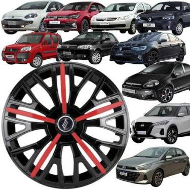 Imagem de 1 Calota Esportiva Modelo Triton Sport Aro 13 Polegadas Preto com Verm