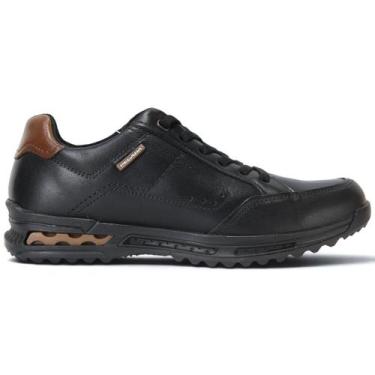 Imagem de Sapatênis Masculino Pegada 111803 Conforto Amortech, Preto, Conhaque, 
