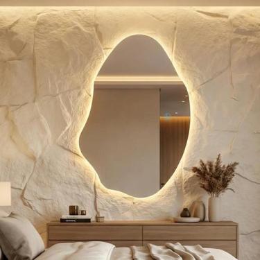 Imagem de Espelho Lopazzi Orgânico Vênus 70x50 com 3 Tonalidades de Led para Qua