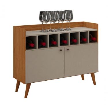 Imagem de Buffet Bar Napoli 2 Portas 2 Prateleiras MDF com Nichos Organizadores Cinamomo-Off White Leifer Móveis