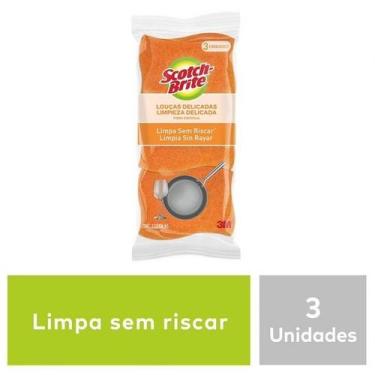 Imagem de Kit com 3 Esponja Louças Delicadas Laranja SCOTCH Brite - 3M