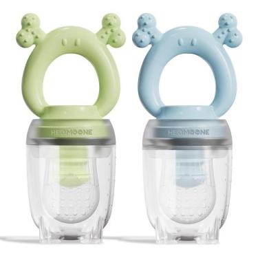 Imagem de HEOMOONE Alimentador de Frutas de Silicone para Bebê, Kit com 2, Morde