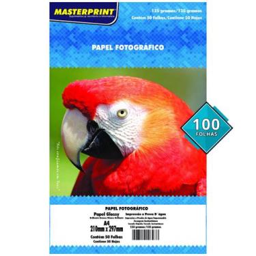 Imagem de Papel Fotográfico Glossy 135g A4 Branco Brilhante Masterprint com 100 