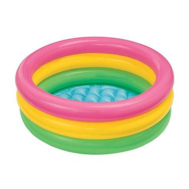 Imagem de Piscina Inflável Infantil Arco Iris Redondal 100cm X 22cm - Like Toys