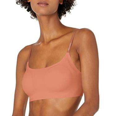 Imagem de Calvin Klein Sutiã feminino Invisibles confortável sem costura com alça skinny, Castanho-claro, PP