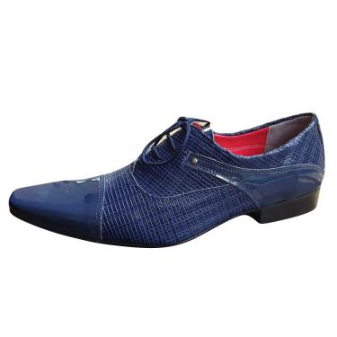 Imagem de Sapato Masculino Italiano em Couro Oxford - Azul - Blue Listra