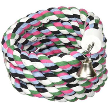 Imagem de A&E Cage Company 001348 Happy Beaks corda de algodão Boing com sino pássaro brinquedo multicolorido, 3,25 x 243,5 cm, GG (HB556)