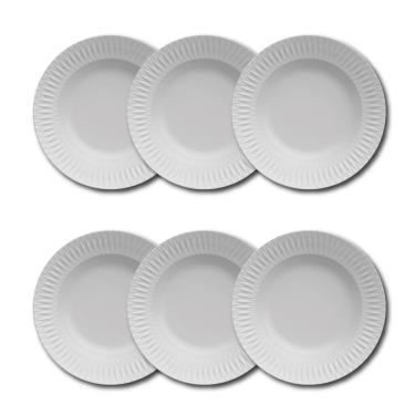 Imagem de Conjunto de Pratos Fundos Germer Diamante em Porcelana Branco – 6 Peças