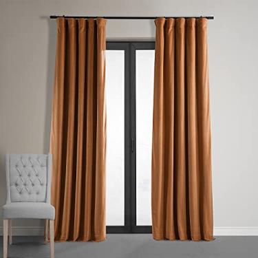 Imagem de HPD Half Price Drapes Cortinas blackout de veludo exclusivas para quarto 50 x 120 (1 painel), VPCH-180408-120, abóbora queimada