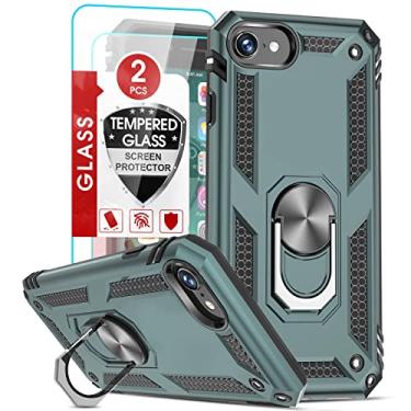 Imagem de Capa LeYi para iPhone SE 2020 com [2 unidades] Película de vidro temperado, [grau militar] Capa protetora para celular com anel magnético de suporte para iPhone SE 2ª geração (2020), verde