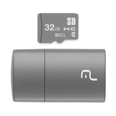 Imagem de Pen Drive 2 em 1 Leitor USB + Cartão de Memória Classe 10 32GB Preto Multilaser - MC163