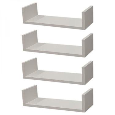 Imagem de Kit 4 Prateleiras U 40 X 15cm Branca Suporte Invisível
