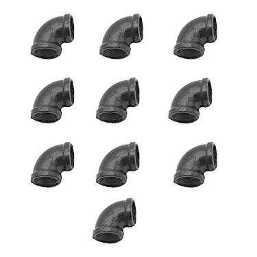 Imagem de GeilSpace Cotovelo, acessórios para tubos de ferro maleáveis - Prateleira industrial vintage DIY, decoração industrial, Móveis DIY, 0.5 Inch, Black