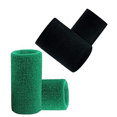 Imagem de Munhequeira Toalha Grande 15 cm pack 2 Pares cores Preta e Verde