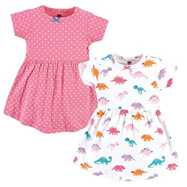 Imagem de Hudson Baby Vestido casual de algodão para meninas, Cuteasaurus, 2 Anos