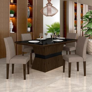 Imagem de Mesa Com 4 Cadeiras 1,36 Versalhes Imb/preto/capucc - Móveis Arapongas
