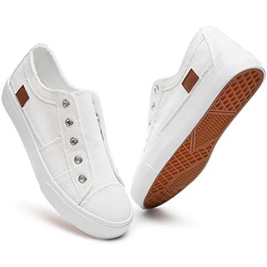 Imagem de Tênis feminino de lona, sem cadarço, tênis casual, sem cadarço, tênis moderno para o trabalho, Branco, 9