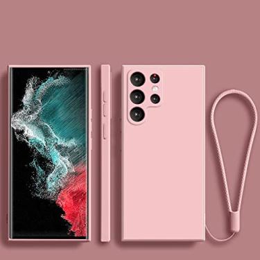 Imagem de Capa de telefone com alça de pulso de silicone líquido para Samsung S22 Ultra S21 Plus S20 FE Note 20 10 Pro S10 Lite S9 S8 Capa macia, Rosa, Para Note 10 Pro