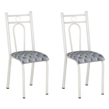 Imagem de Conjunto 2 Cadeiras Hanumam Branco E Estampa Capitonê - Artefamol